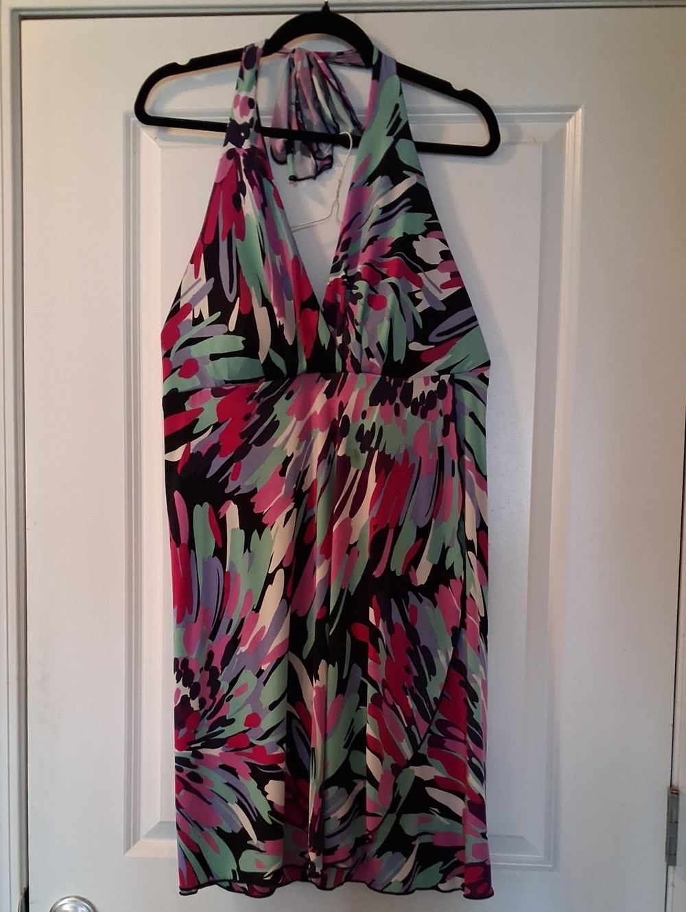 Backless Halter Dress in Multicolor Floral Print